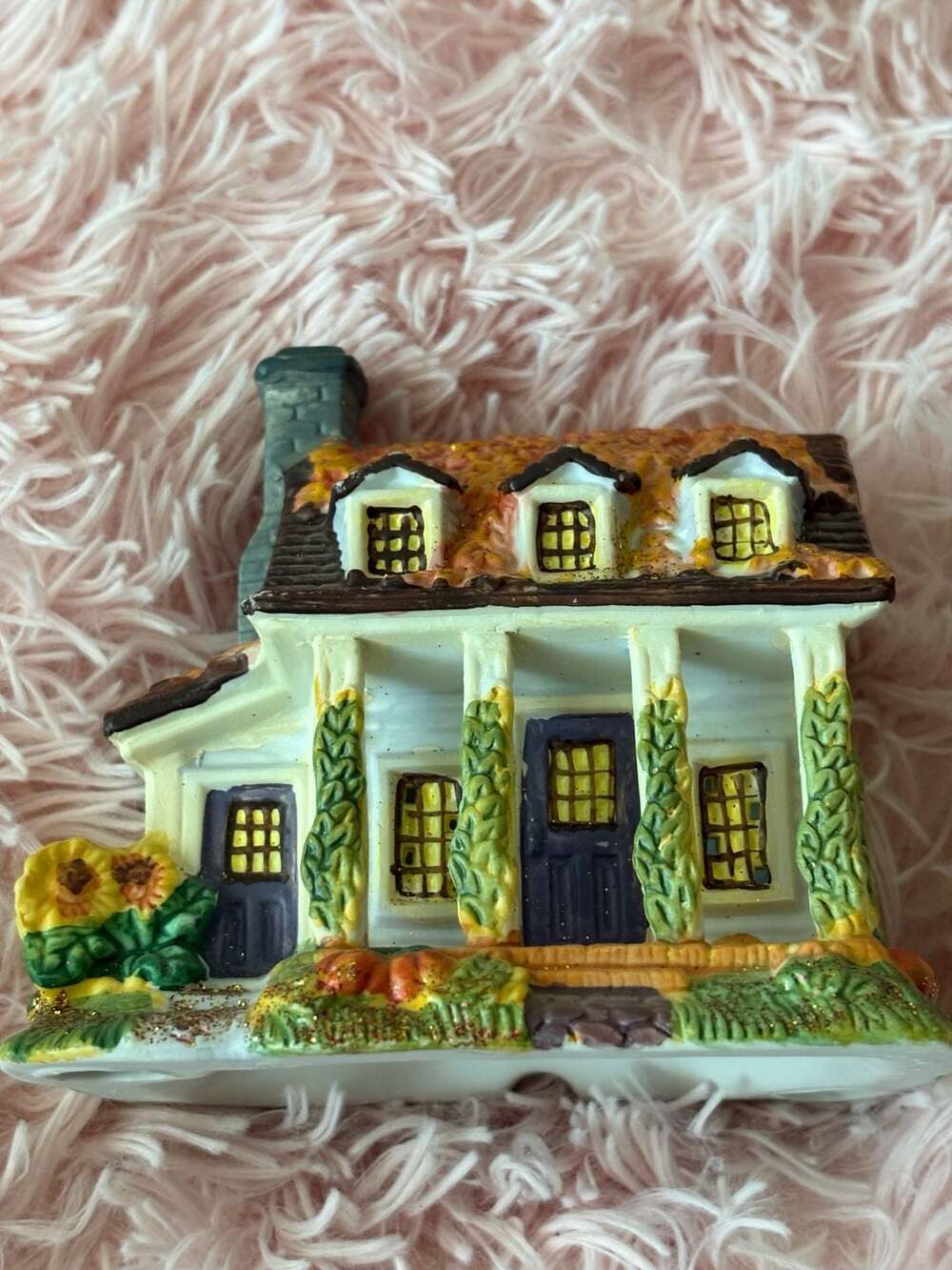 Ceramic Autumn Harvest Village House Miniature Fall Decor